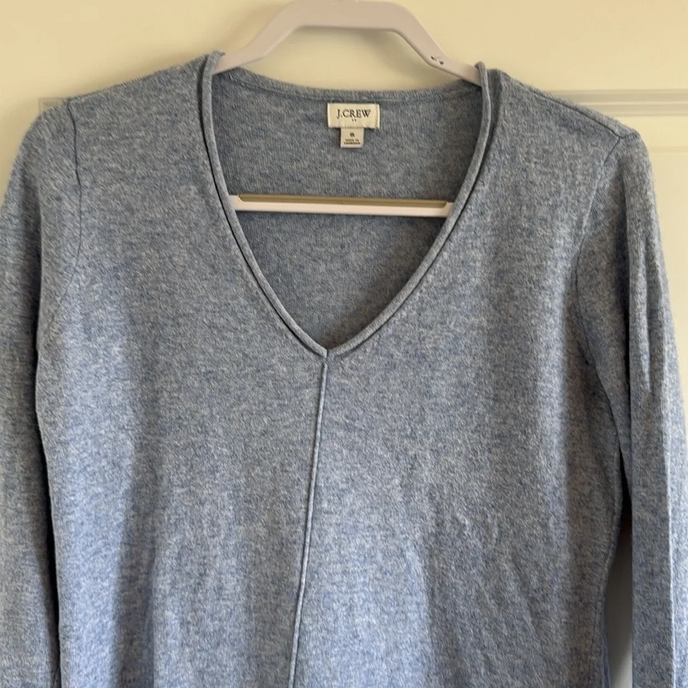 J.Crew Size Small V-Neck Light Blue Sweater Cotton/Wool/Nylon